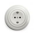 Reblig - Presa domestica in stile retrò con cornice SCHUKO 230V/16A ceramica bianca
