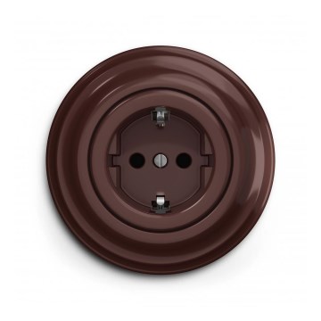 Reblig - Presa domestica in stile retrò con cornice SCHUKO 230V/16A, marrone