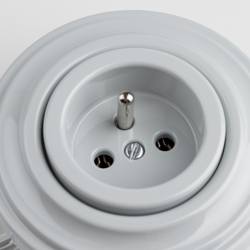 Reblig - Presa domestica in stile retrò con placca 230V grigia