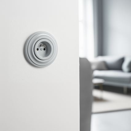 Reblig - Presa domestica in stile retrò con placca 230V grigia