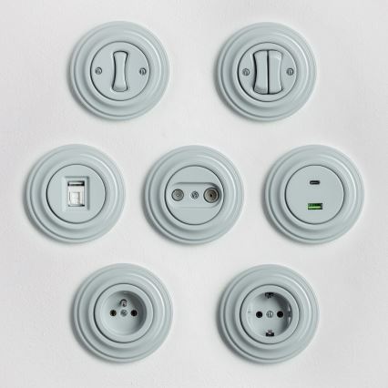 Reblig - Presa domestica in stile retrò con placca 230V grigia