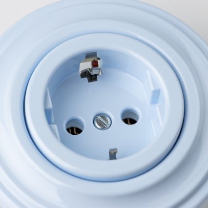 Reblig - Presa domestica in stile retrò con placca SCHUKO 230V/16A blu