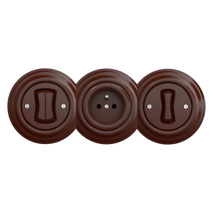 Reblig - Presa domestica in stile retrò SCHUKO 230V/16A senza placca, marrone