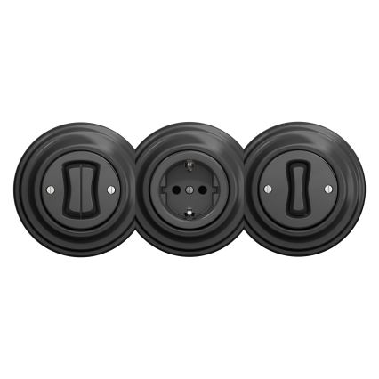 Reblig - Presa domestica in stile retrò SCHUKO senza cornice 230V/16A antracite