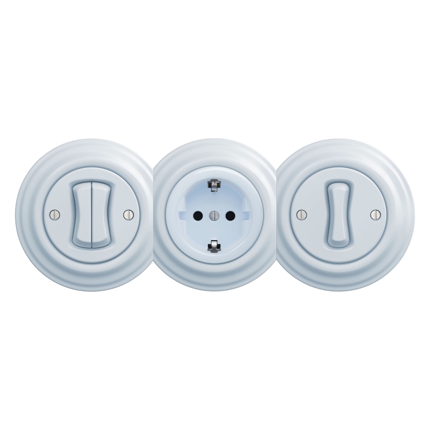 Reblig - Presa domestica in stile retrò senza placca SCHUKO 230V/16A blu