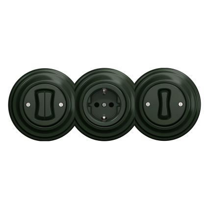 Reblig - Presa domestica in stile retrò senza placca SCHUKO 230V/16A, verde