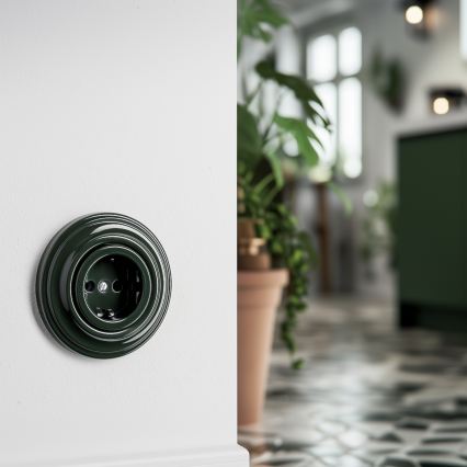 Reblig - Presa domestica in stile retrò senza placca SCHUKO 230V/16A, verde