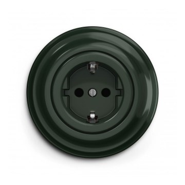 Reblig - Presa domestica retrò con cornice SCHUKO 230V/16A, verde