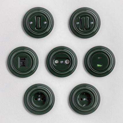 Reblig - Presa domestica retrò con cornice SCHUKO 230V/16A, verde