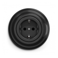 Reblig - Presa domestica retrò con placca SCHUKO 230V/16A nera