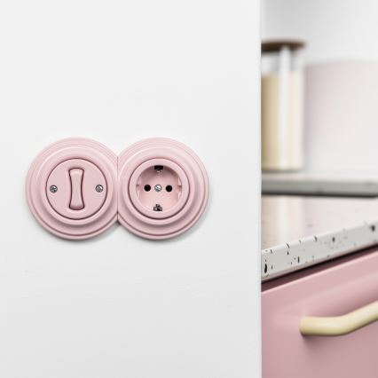 Reblig - Presa domestica retrò senza placca SCHUKO 230V/16A rosa antico
