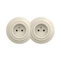 Reblig - Presa doppia da parete in stile retrò con cornice 230V beige