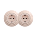Reblig - Presa doppia domestica SCHUKO 230V in stile retrò con cornice, rosa antico