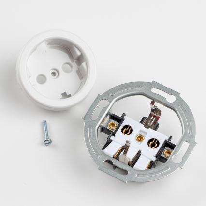 Reblig - Presa doppia in stile retrò per uso domestico con cornice SCHUKO 230V, bianco neve