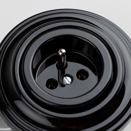Reblig - Presa elettrica da parete in stile retrò con cornice, 230 V, nera