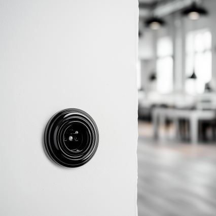 Reblig - Presa elettrica da parete in stile retrò con cornice, 230 V, nera