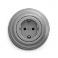 Reblig - Presa elettrica da parete in stile retrò con cornice SCHUKO 230V/16A, grigia