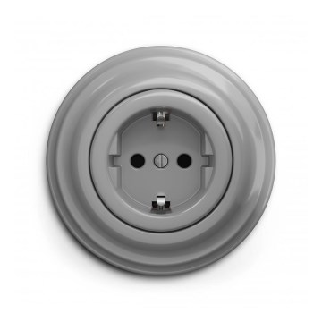 Reblig - Presa elettrica da parete in stile retrò con cornice SCHUKO 230V/16A, grigia