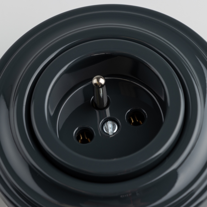 Reblig - Presa elettrica domestica in stile retrò con cornice 230V antracite