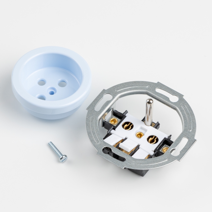 Reblig - Presa elettrica domestica in stile retrò con placca, 230 V, blu