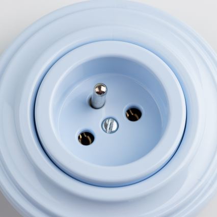Reblig - Presa elettrica domestica in stile retrò con placca, 230 V, blu