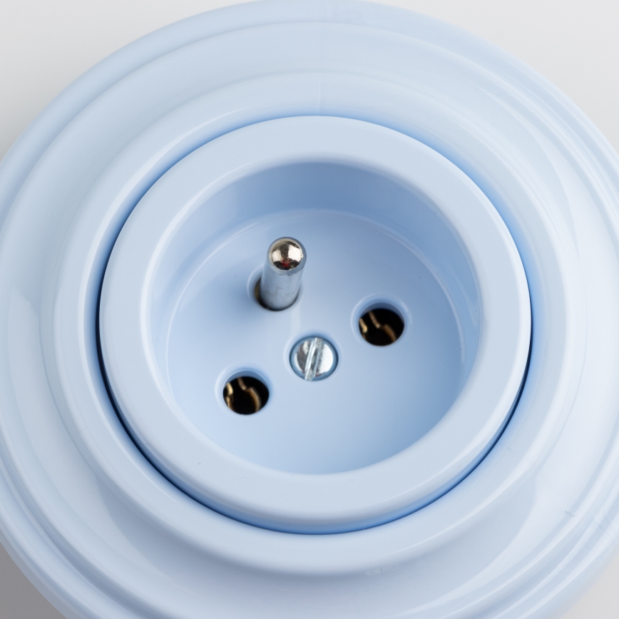 Reblig - Presa elettrica domestica in stile retrò con placca, 230 V, blu