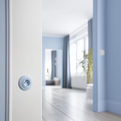 Reblig - Presa elettrica domestica in stile retrò con placca, 230 V, blu