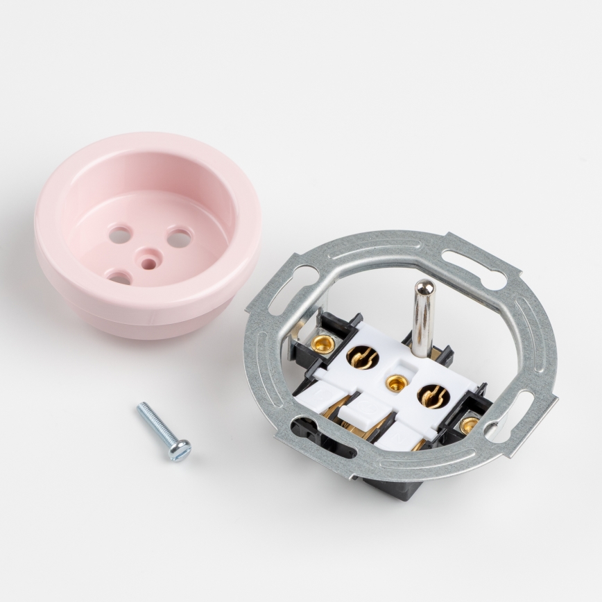 Reblig - Presa elettrica domestica retrò senza cornice 230V rosa antico
