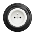 Reblig - Presa elettrica domestica stile retrò con cornice 230V bianco neve/nero
