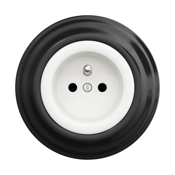 Reblig - Presa elettrica domestica stile retrò con cornice 230V bianco neve/nero