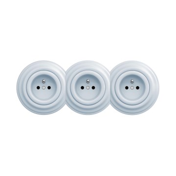 Reblig - Presa elettrica tripla da parete in stile retrò con cornice 230V blu