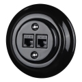 Reblig - Presa Ethernet in porcellana stile retrò con cornice 2xCAT.5E nera