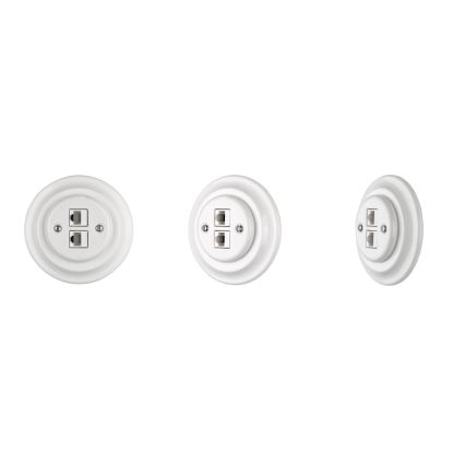 Reblig - Presa Ethernet retrò in porcellana senza cornice 2x CAT.5E bianca
