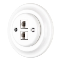 Reblig - Presa Ethernet retrò in porcellana con cornice 2x CAT5e, bianca