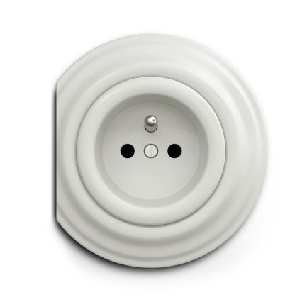 Reblig - Presa retrò senza cornice 230V, in ceramica bianca