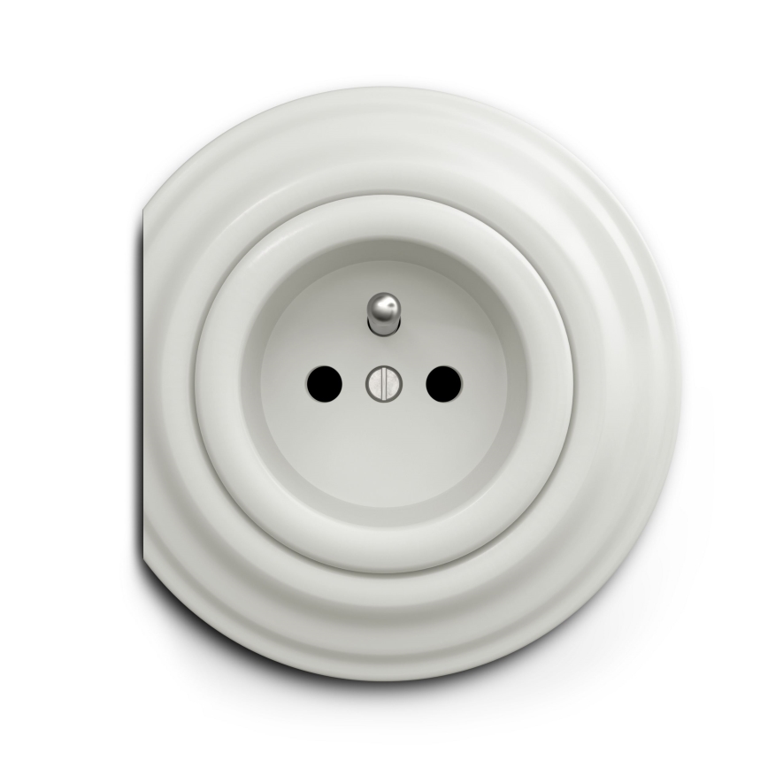 Reblig - Presa retrò senza cornice 230V, in ceramica bianca