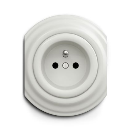 Reblig - Presa retrò senza cornice 230V, in ceramica bianca