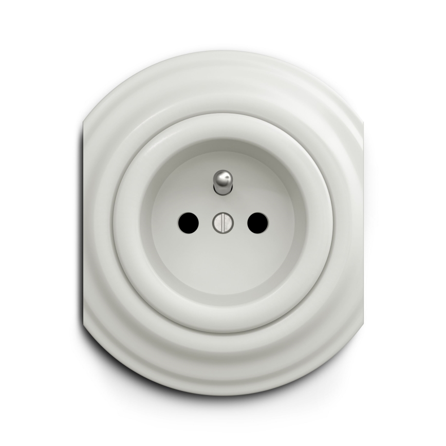 Reblig - Presa retrò senza cornice 230V, in ceramica bianca