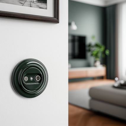 Reblig - Presa terminale TV+R in stile retrò con cornice verde