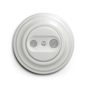 Reblig - Presa terminale TV+R retrò con cornice in ceramica bianca