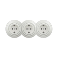 Reblig - Presa tripla da parete in stile retrò con cornice SCHUKO 230V, in ceramica bianca