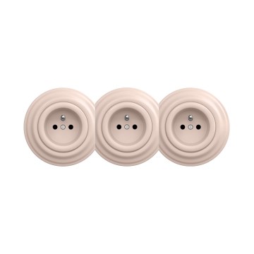 Reblig - Presa tripla domestica in stile retrò con cornice 230V, rosa antico
