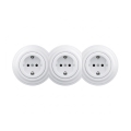 Reblig - Presa tripla domestica in stile retrò con cornice SCHUKO 230 V, bianco neve