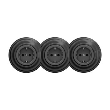 Reblig - Presa tripla domestica in stile retrò con cornice SCHUKO 230V antracite