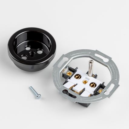 Reblig - Presa tripla domestica in stile retrò con placca 230V nera