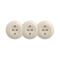 Reblig - Presa tripla domestica in stile retrò con placca SCHUKO 230 V, beige