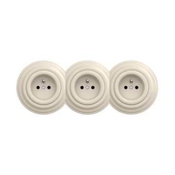 Reblig - Presa tripla in stile retrò da parete con cornice, 230 V, beige