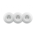 Reblig - Presa tripla per uso domestico in stile retrò con cornice 230V, bianco neve