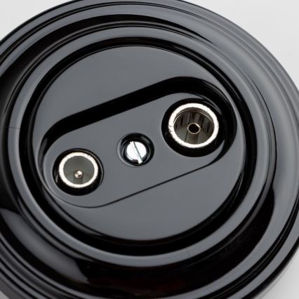 Reblig - Presa TV+R in stile retrò (terminale) con cornice, nera