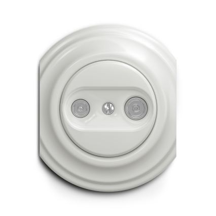 Reblig - Presa TV+R retrò (passante) senza cornice, in ceramica bianca